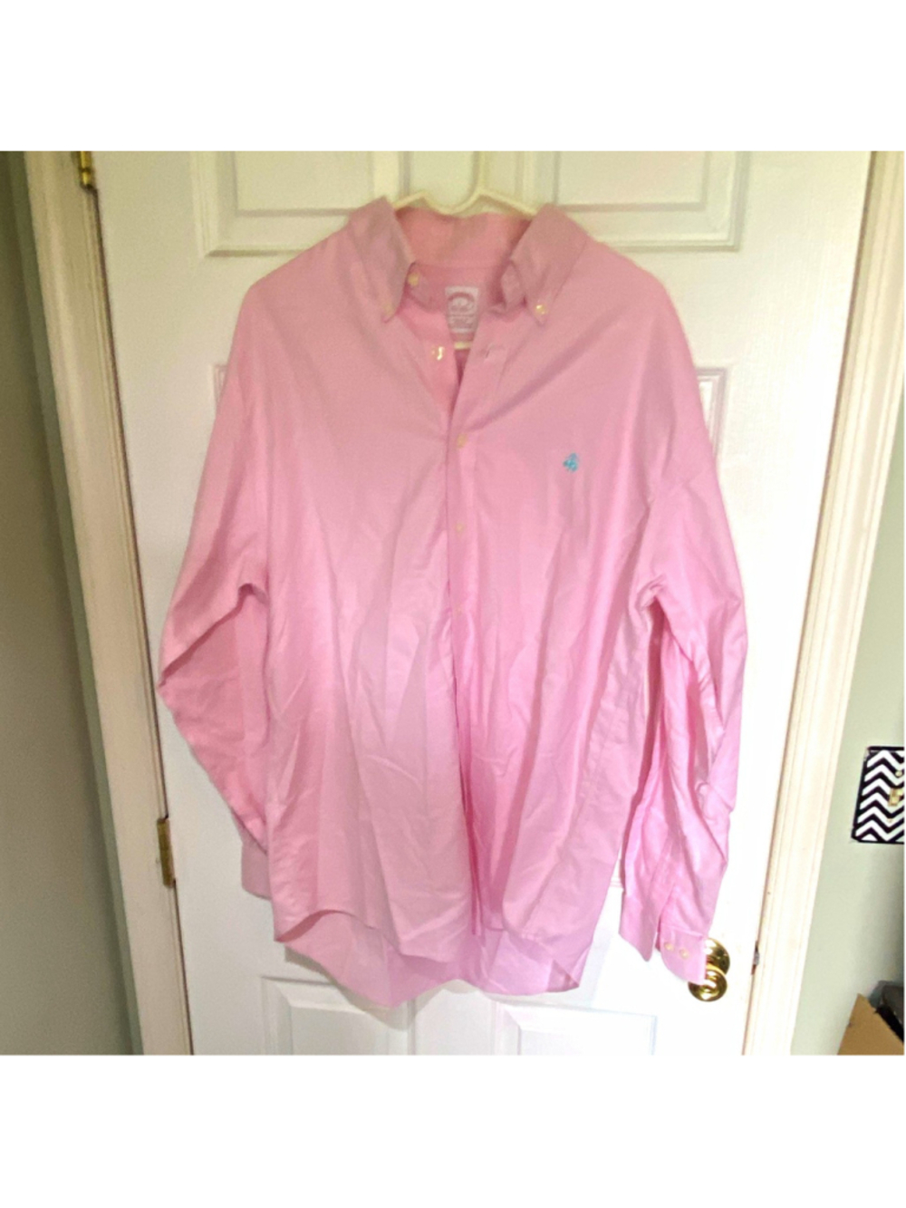 Brooks Brothers Men's Golden Fleece L Pink Solid Cotton Woven Button-Down Shirt